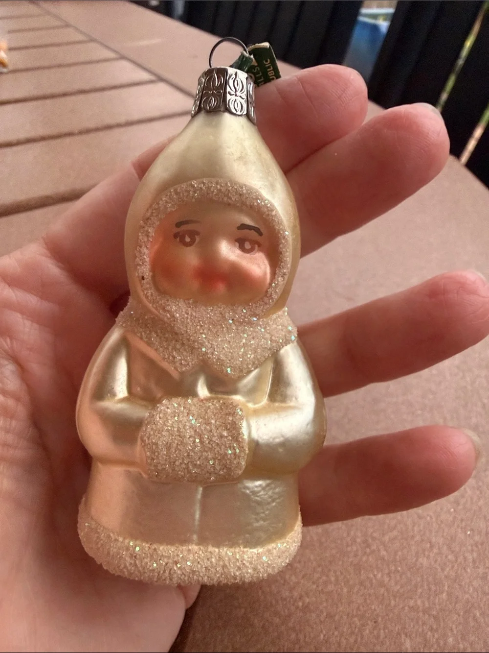Vintage Blown Glass Eskimo Snow Child Ornament
